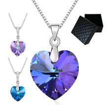 Luxus Kette Herz ❤️  Anhänger Collier Kristall 18K Weißgold vergoldet Etui