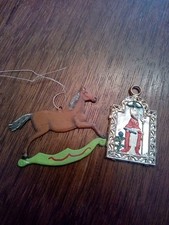 Zinn Weihnachtsschmuck Antik Bemalt Pferd Heiliger Nikolaus