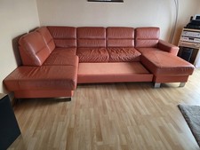 Leder Sofa-Set U Form Ecksofa mit Bettfunktion  und Couch Tisch gebraucht