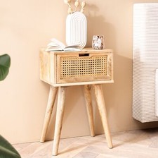 Nachtkonsole massivholz rattan - nachtkonsole,