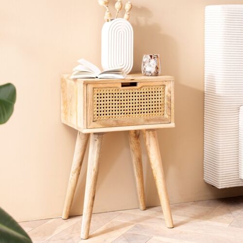 Nachtkonsole massivholz rattan - nachtkonsole,