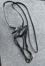 Trense Warmblut, schwarz, Echtleder, mit Gebiss (gebraucht)