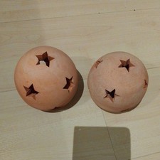 2 Stück Terrakotta Sternen Kugel Windlicht Durchmesser 12 cm Weihnachten Advent