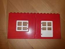 LEGO Duplo Haus Seiten Teil Wand rot 2 Teilig Tür und Fenster -