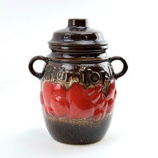 Scheurich Rumtopf 820-28 | W.Germany Keramik | Rot Braun Relief | Vintage 70er