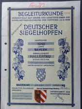 Seltene Hopfen Urkunde Bayern