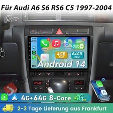 8-Kern DAB+ 4G+64G Android 14 Carplay Für Audi A6 S6 RS6 C5 1997-2004 Autoradio