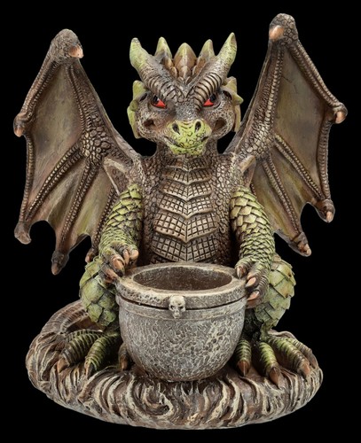 Drachenfigur grün braun - drachenfigur, grün-braun