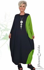 PoCo LAGENLOOK Ballon-Kleid 44 46 48 50 52 54 56 58 XL-XXL-XXXL schwarz moos