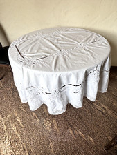 Tischdecke rund, weiß mit