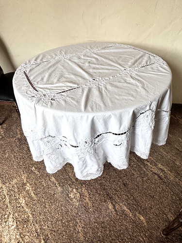 Tischdecke rund weiß mit - rund,,
