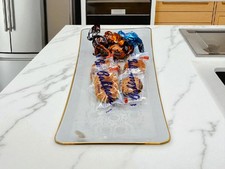 Luxus Antike Stollenplatte Kuchenplatte Crispy Bahlsen Kekse Goldrand 34x14cm