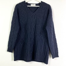 Iris von Arnim Pullover Strickpullover Damenpullover Gr.S/M Zopfmuster Blau