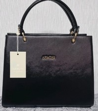Armine Damen Handtasche Schwarz Gold – 4 Fächer – Elegant & Kompakt – Neu+Etiket