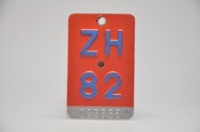Fahrrad Nummernschild Kennzeichen Velo plate ZH 82 Zürich Schweiz 1982