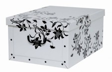 Faltschachtel mit Deckel Dekokarton Dekobox Geschenkkarton Barock Blume Weiß 40L