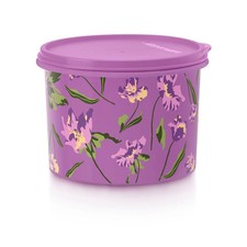 Tupperware Vorratsdose Rundix Dose 1,1 L in lila mit Blumen Bingo Kaffeedose