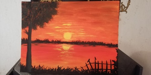 Von hand gemalt acrylbild - hand, gemalt,