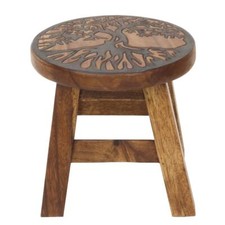 Blumenhocker Beistelltisch Rundhocker Hocker Holz Holzhocker Lebensbaum 25 cm