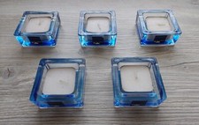 5 x Leonardo Teelichthalter quadratisch, blau Teelicht, Kerzenhalter