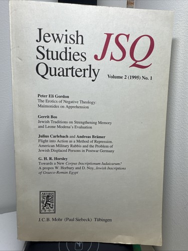 Jewish studys quarterly vol - jewish, 2