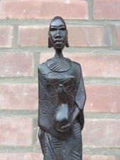AFRIKANISCHE FIGUR EBENHOLZ HOLZ  FRAU AFRIKANERIN  AFRIKA KUNST