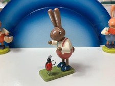 Vintage Erzgebirge Volkskunst KWO Osterhase Hase Figur Marienkkäfer