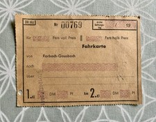 Alte Fahrkarte, Deutsche Bahn, Forbach - Gausbach,