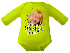 Langarm Babybody Einfarbig mit Wunschmotiv