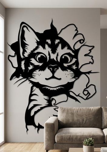 Wandtattoo katze durchbricht - wandtattoo,
