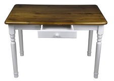 Esstisch mit Schublade Küchentisch Tisch Massiv Kiefer Weiß Landhausstil Neu