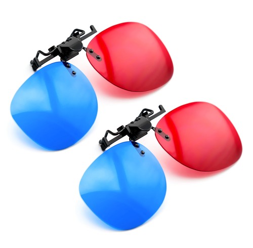 Brille clip rot blau - 3d,