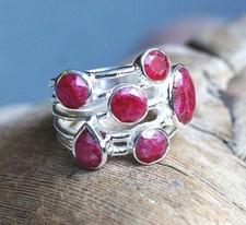 Handarbeit Ring Silber 55 56 57 58 59 Silberring Modern Rubin Facette Rubinrot