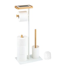 B-Ware eluno Stand-WC-Garnitur 4in1, WC-Bürste, (Ersatz-)Rollenhalter, weiß