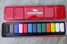 ZEHN DOSEN KONSORTIUM WASSERFARBPALETTEN MIT 12 VERSCHIEDENEN FARBEN