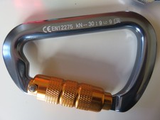 5 Schwerlastkarabiner (selbstverriegelnd)[NEU+UNB.]+ Beutel Klettern Bergsteigen