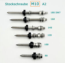 PV SOLAR Stockschraube M10x180 mit Dichtung und Muttern Edelstahl A2