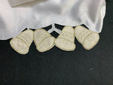 Tischdecke Weihnachtsdecke creme m. gestickten Glocken 159x153 cm * sehr gut