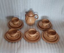 Kaffeeservice Braun Gestreift Keramik 5 Personen 16 Teile Kaffeekanne Steingut 