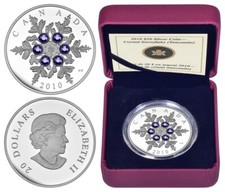 CANADA 20 DOLLARS 2010 SCHNEEKRISTALL - TANSANIT-FARBE - POLIERTE PLATTE (PROOF)