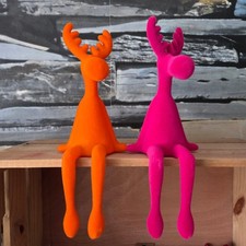 2 x Flock Elch Figur orange