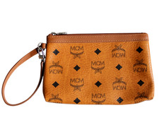 MCM Tasche Pochette Etui Mini Handtasche cognac gold schwarz silber Anhänger