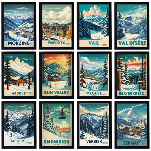 Vintage skigebiete reise - vintage,