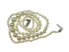 Vintage Perlen Kette Collier Pearl 835 Silber Statement Retro Style Wedding rare
