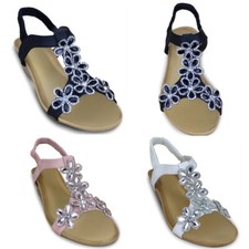 Damen Sandalen Absatz Blumen