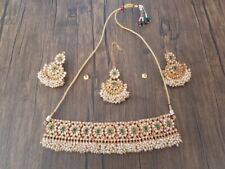 Indischer Bollywood-Stil vergoldeter Spiegel Choker Braut Halskette Schmuck-Set