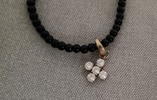 Onyx Armband + Fossil Kreuz Charm * gratis Porto