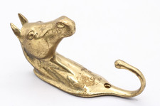 Kleiderhaken Haken Pferdekopf Motiv aus Messing Vintage alt Höhe 14,5 cm