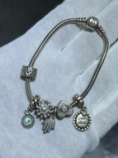 PANDORA Sterling Silber .925 Böses Auge Khamsa Herz Mama Oma Armband