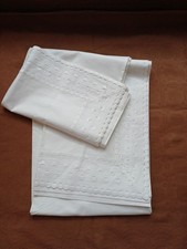 1 Überschlaglaken mit Baumwollspitze, breiter Saum - Alt - Nie gewaschen